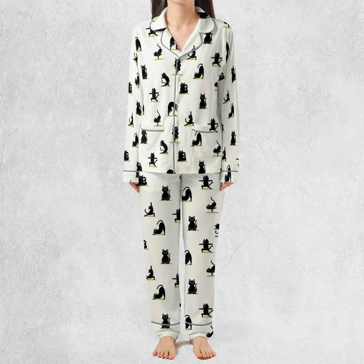 Bombay Cat Yoga Pattern Pajamas Set