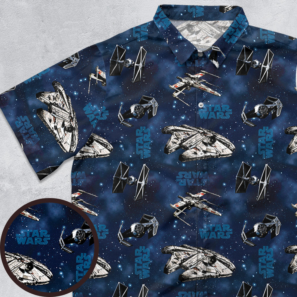 Star Wars Ships Pattern Button Down Shirt