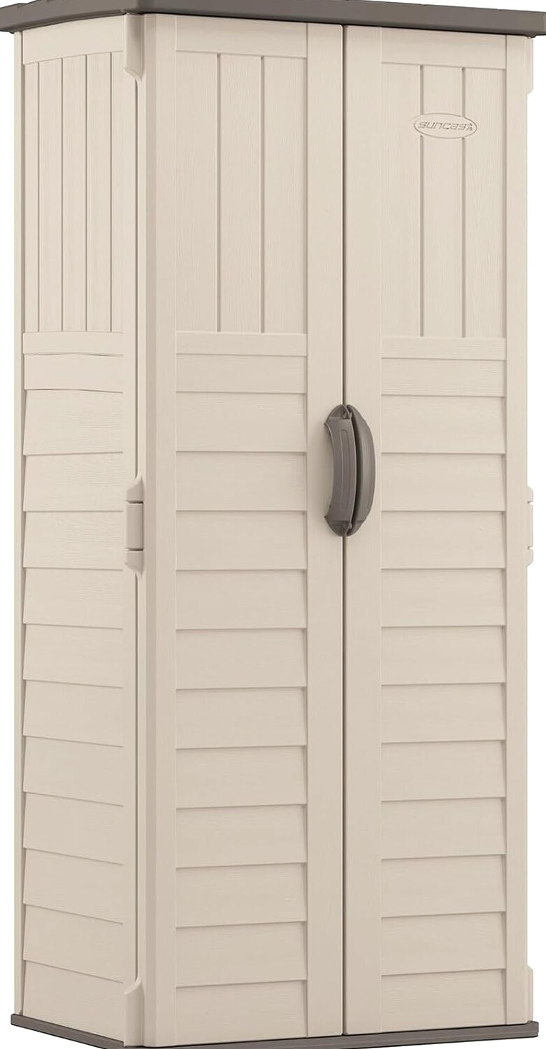 Suncast Vertical Outdoor Storage Shed - Vanilla