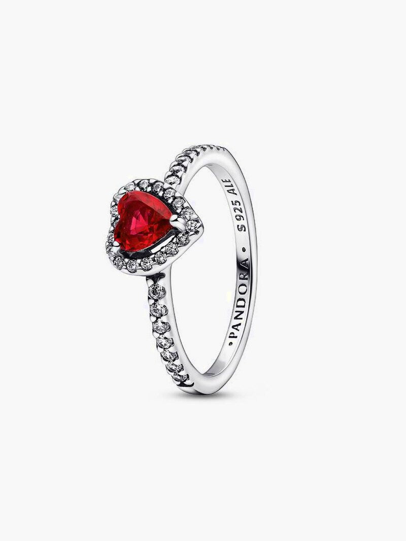 Red Heart Tennis Jewelry Set - Silver