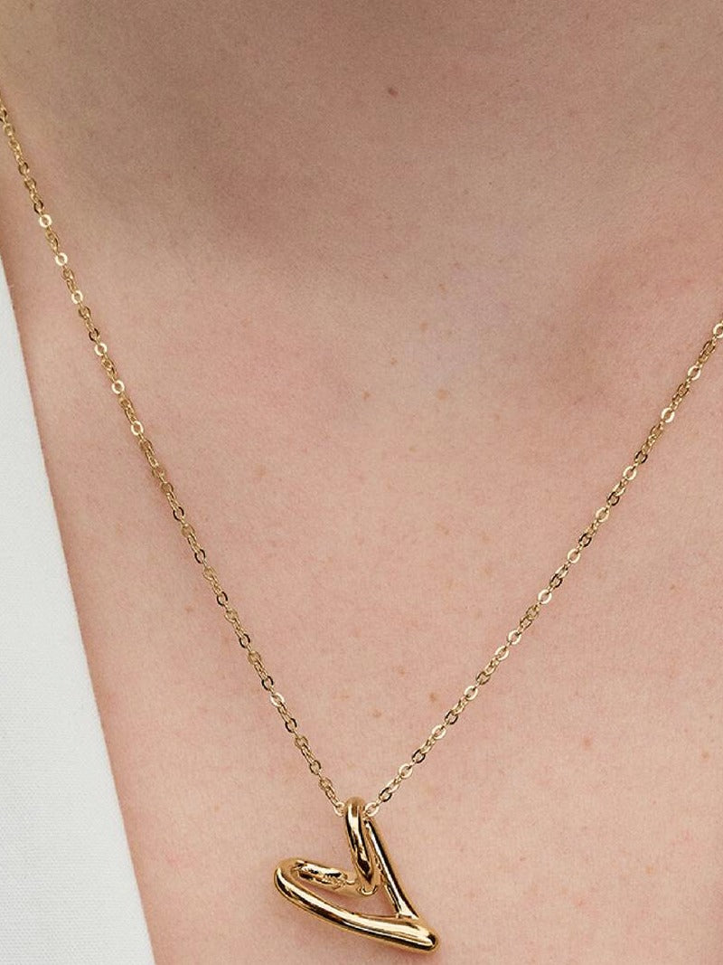Gold-Plated Organic Heart Pendant Necklace
