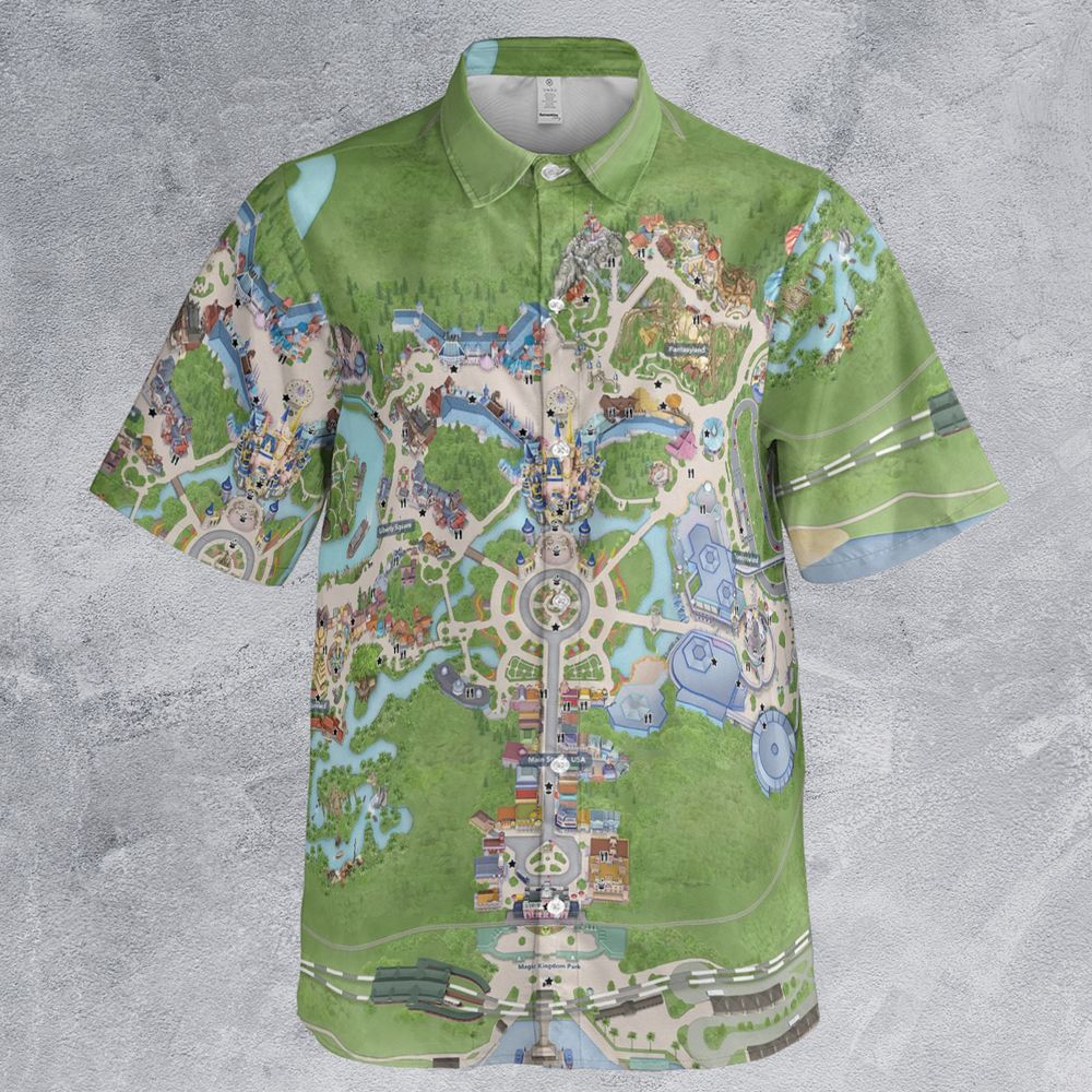 Magical Kingdom Park Map Button Down Shirt