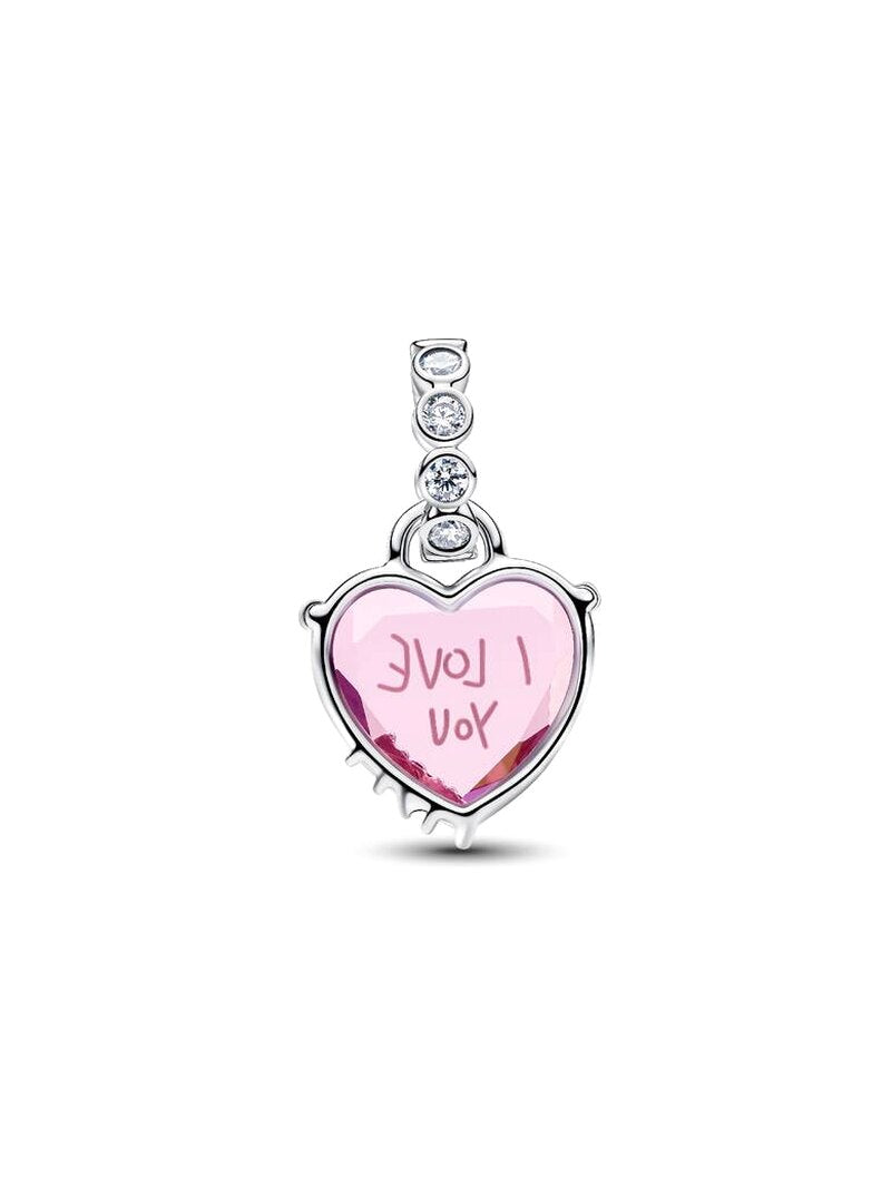 Pink Heart Mom Message Dangle Charm