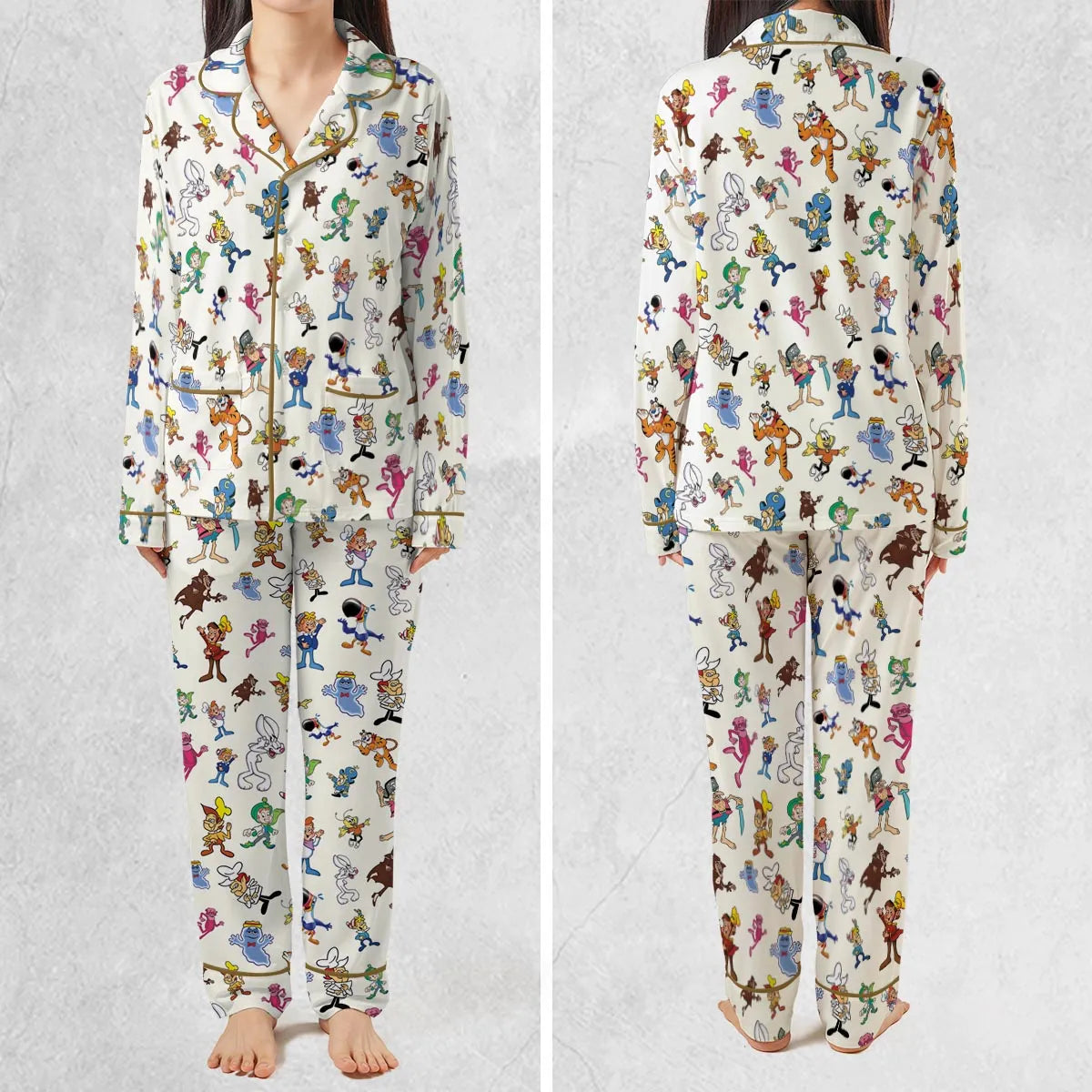 80s 90s Commercial Mascot Cereal Pajamas Set