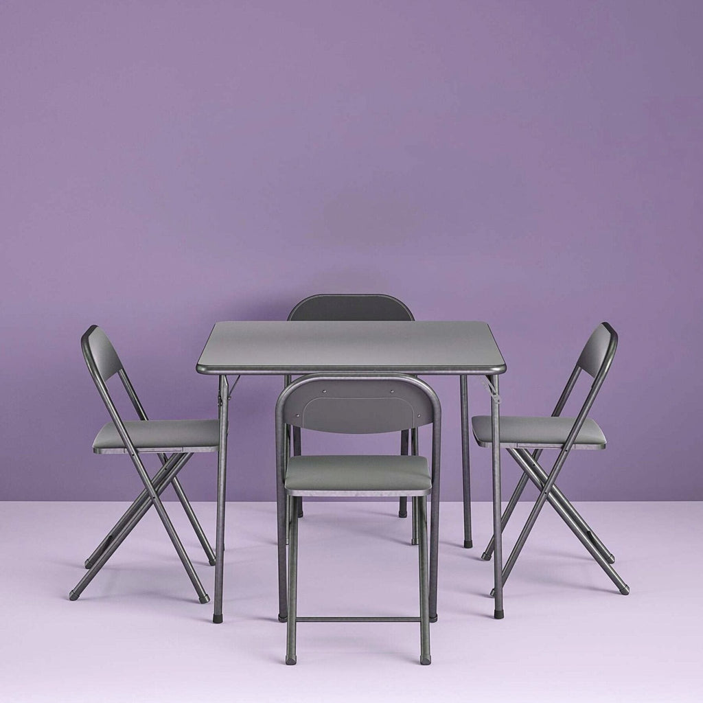 Cosco 5-Piece Folding Card Table Set, Black - Vinyl Seats - 37523BLK1W