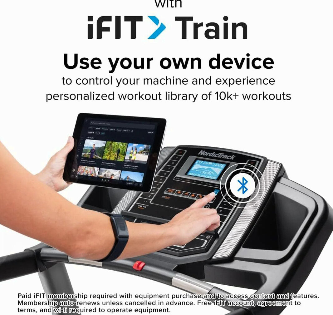 Nordictrack T Series Treadmill, Black, 73.5 in D x 36 in W x 54 in H, 55 in x 20 in Deck
