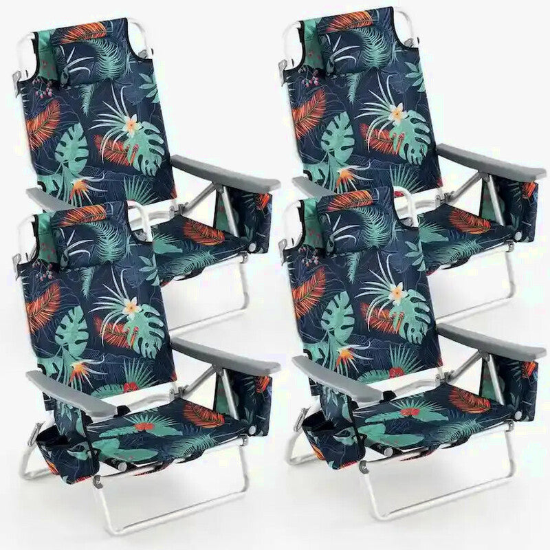 CraftPorch 4-Pack Folding Beach Chairs With 5-Position Recline