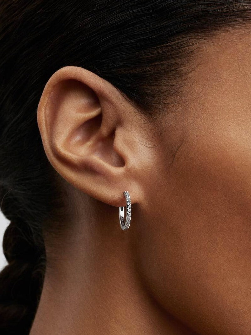 Sterling Silver Sparkling Mini Hoop Earrings