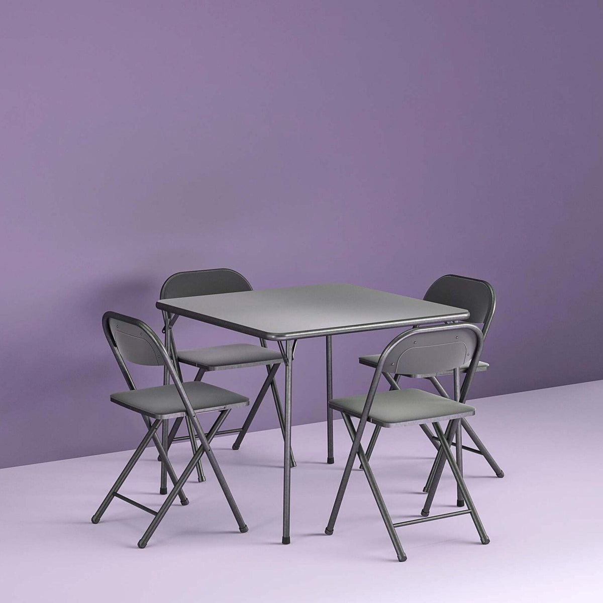 Cosco 5-Piece Folding Card Table Set, Black - Vinyl Seats - 37523BLK1W