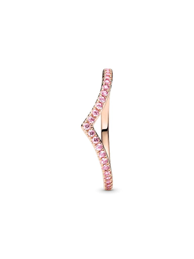 Rose Gold-Plated Pink Wishbone Ring