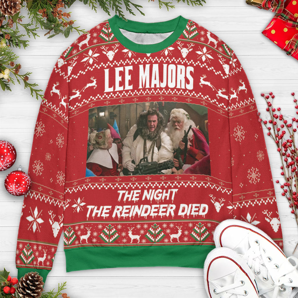 Lee Majors The Night the Reindeer Died Ugly Christmas Sweatshirt