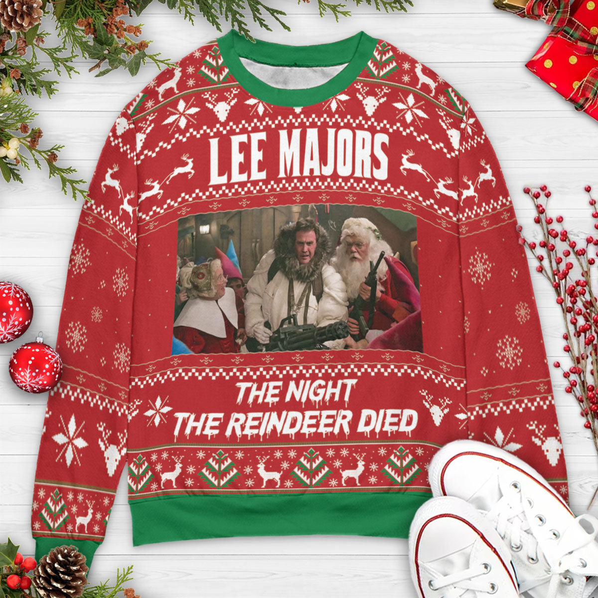 Lee Majors The Night the Reindeer Died Ugly Christmas Sweatshirt