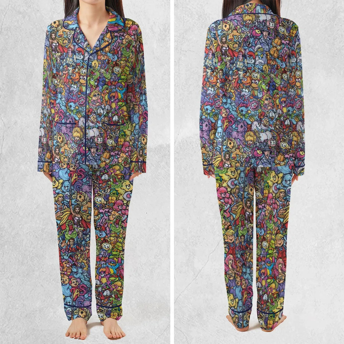 80s Throwback Cartoon Pattern Pajamas Set