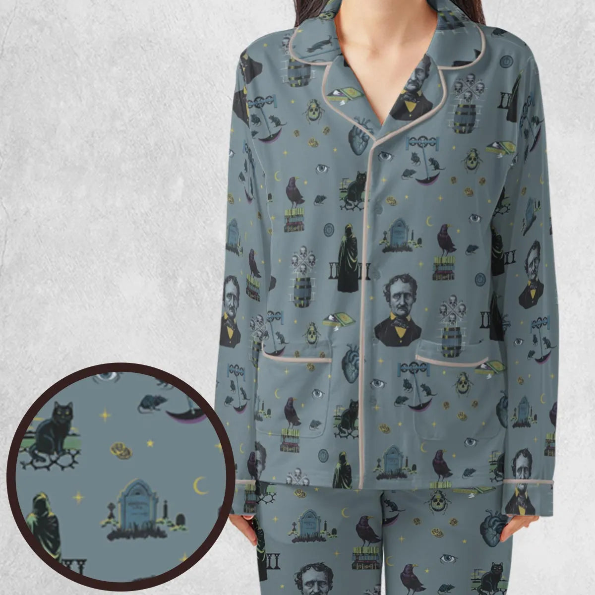 The Dark Themed Edgar Allan Poe Pajamas Set