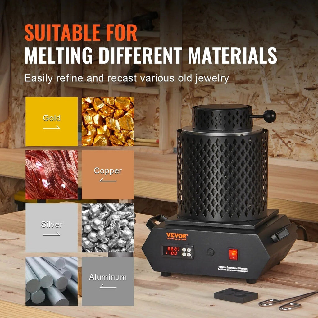 SKYSHALO Gold Melting Furnace, 1 + 3 KG, 1350W