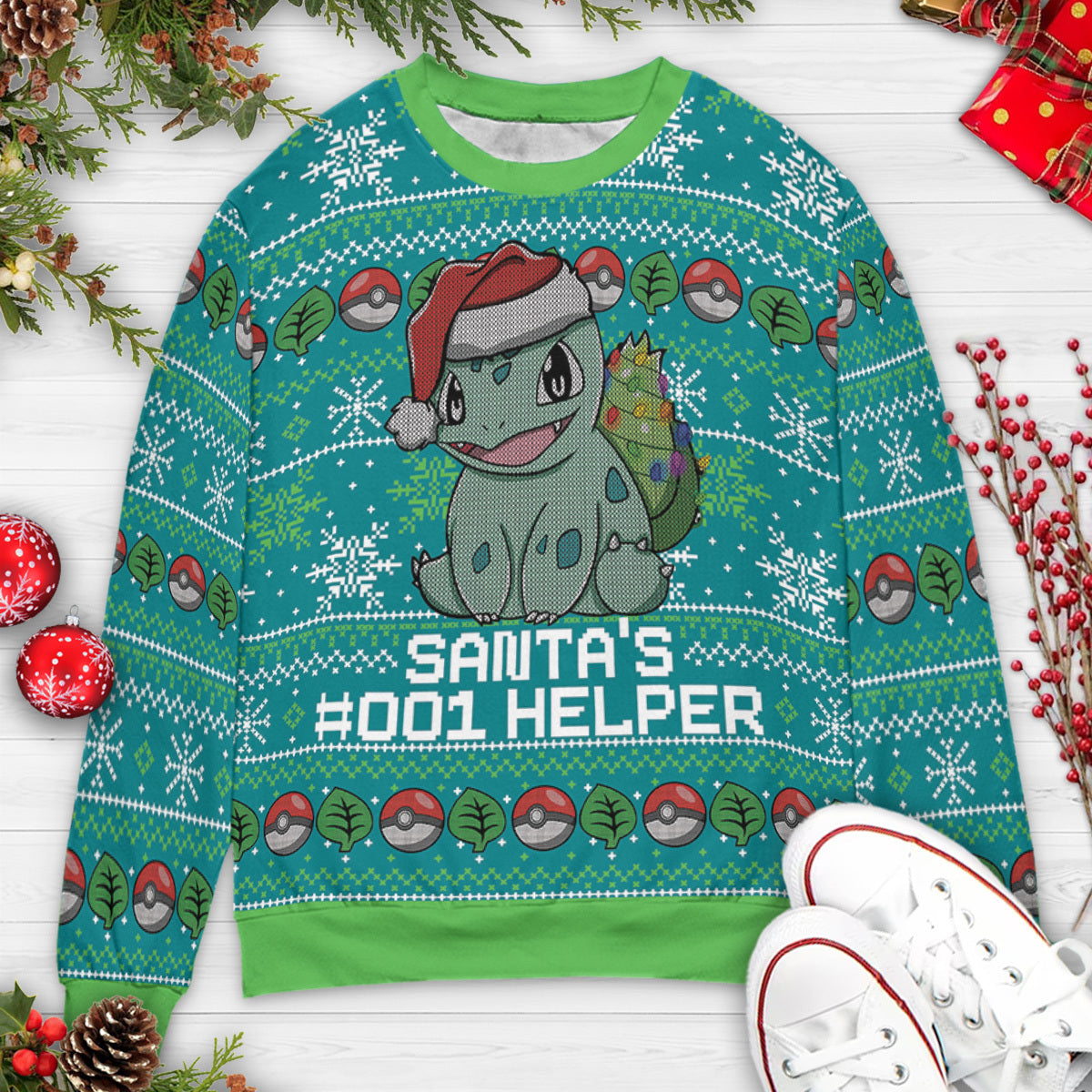 Santa's 001 Helper Bulbasaur Ugly Christmas Sweatshirt