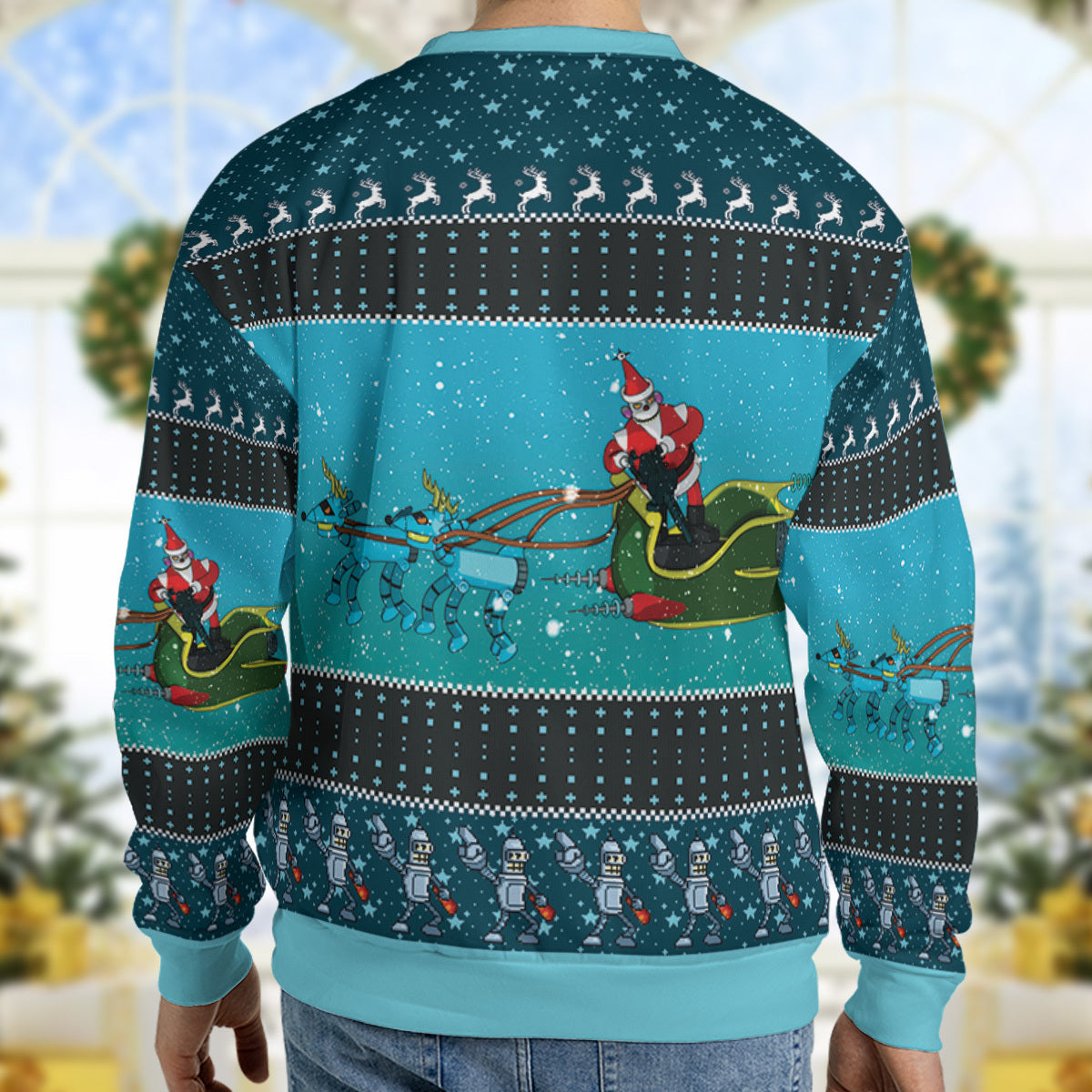 Who's Been Naughty Robot Santa Claus Futurama Ugly Christmas Sweatshirt