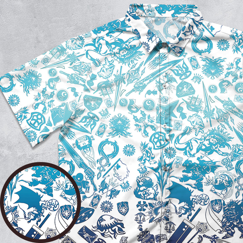 Blue Moggle Final Fantasy Button Down Shirt