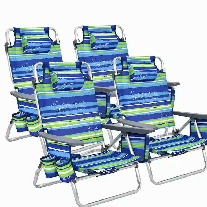 CraftPorch 4-Pack Folding Beach Chairs With 5-Position Recline