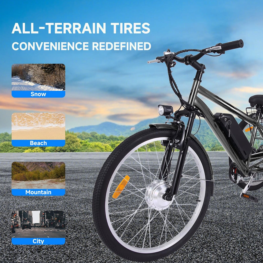 26 Inch Adult 3 Wheel Electric Tricycle With Basket, Fat Tires, 7 Speeds, 350W Motor, 36V 10Ah Battery - 0KT_3xfGu2r4etlrGenxGg69.
