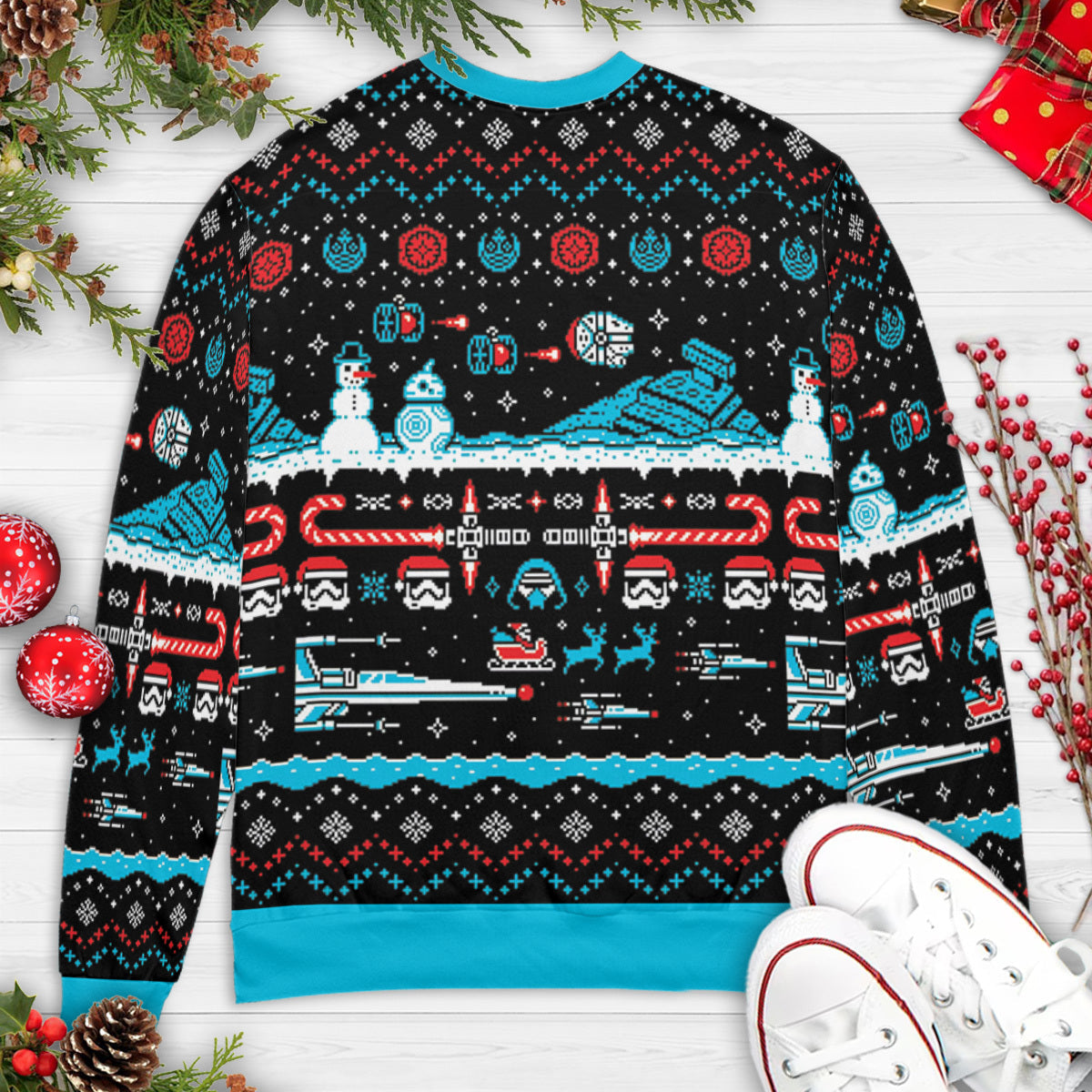 Festive Force Be With You Star Wars Ugly Christmas Sweatshirt