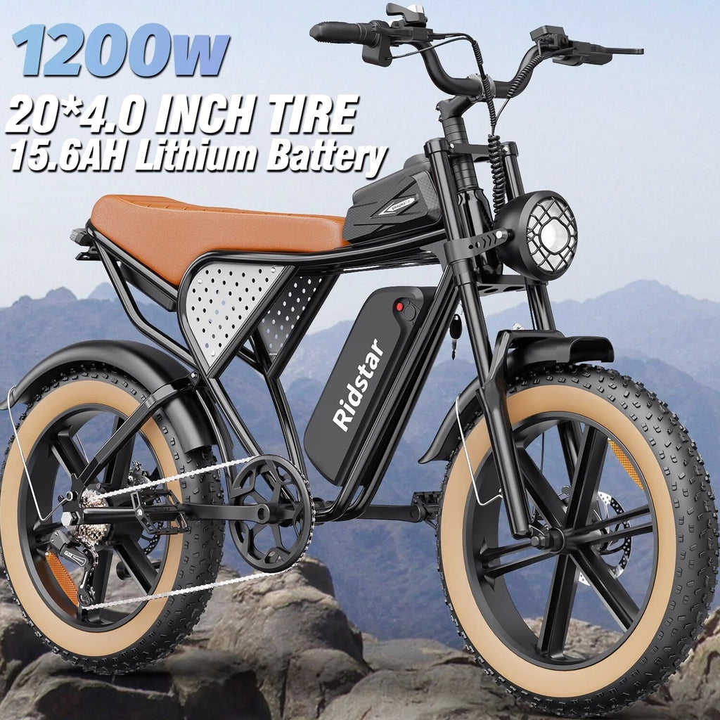 1500W Electric Mountain Bike 48V 20Ah, 20 inch Fat Tires, Shimano 7-Speed, Full Suspension - q20-1500w