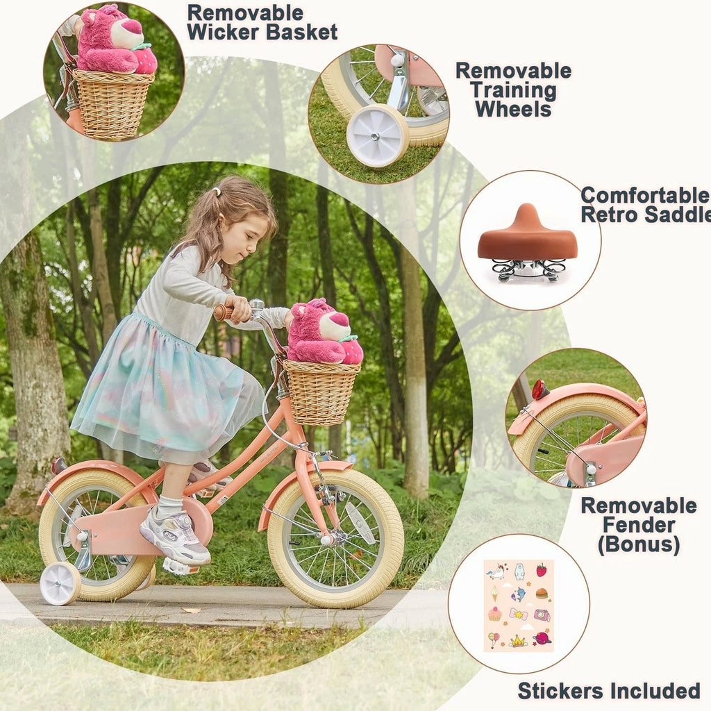 Glerc Girls' Kids' Bike, 12 inch, Pink, Ages 2-4 Years - Little Molly