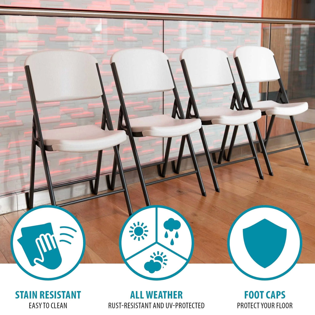 Lifetime 4 8-Foot Rectangle Folding Tables And 32 Chairs Set, White Granite - 80147