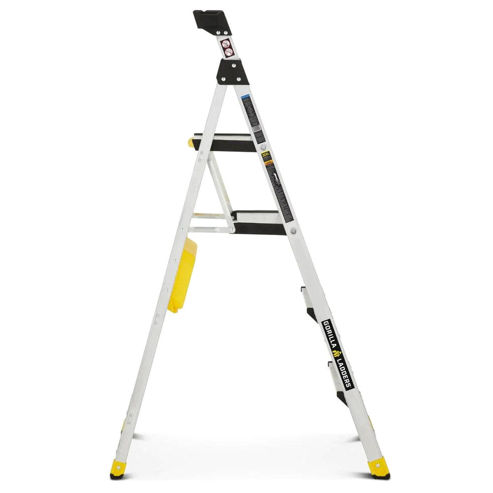 Gorilla Ladders Aluminum Dual Platform Ladder With Project Bucket, 5.5 Ft, 300 Lb Capacity