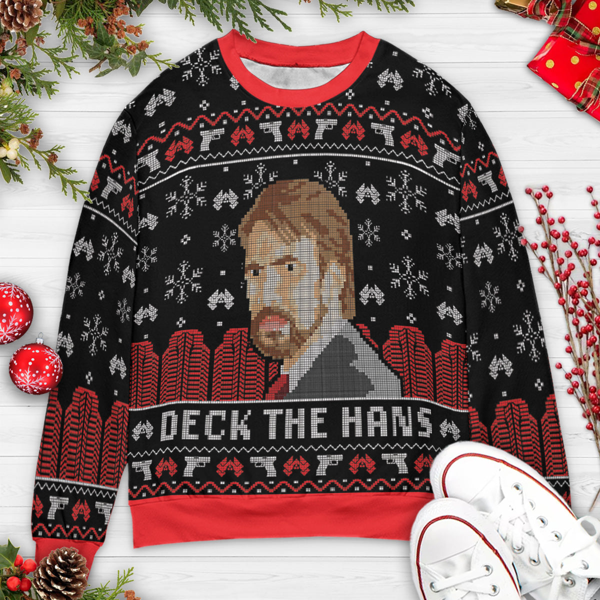 Deck The Hans Die Hard Ugly Christmas Sweatshirt