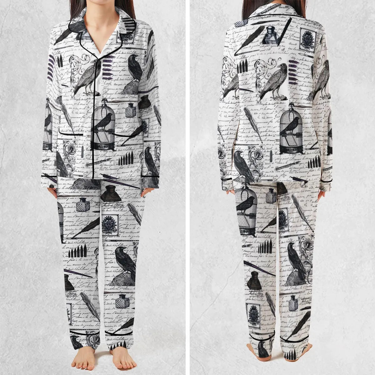 Nevermore The Raven Edgar Allan Poe Pajamas Set