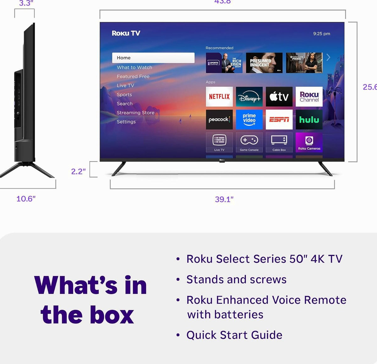 Roku 50in Select Series 4K HDR Smart TV With Voice Remote