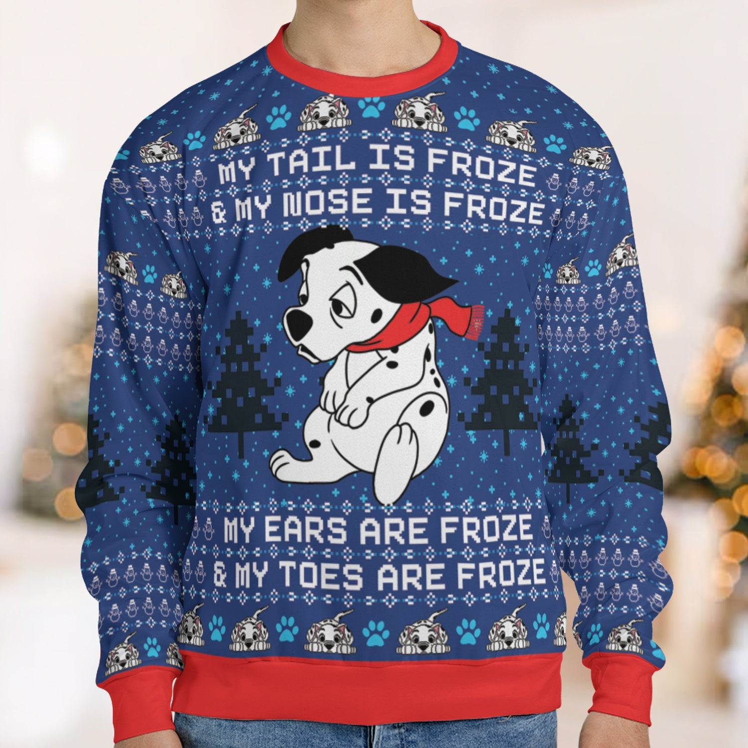 Tail Nose Ears Toes Freeze 101 Dalmatians Ugly Christmas Sweatshirt