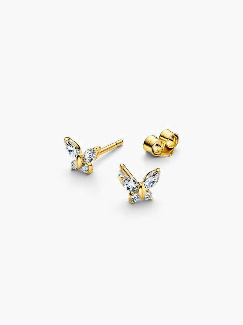 Gold-Plated Butterfly Stud Earrings
