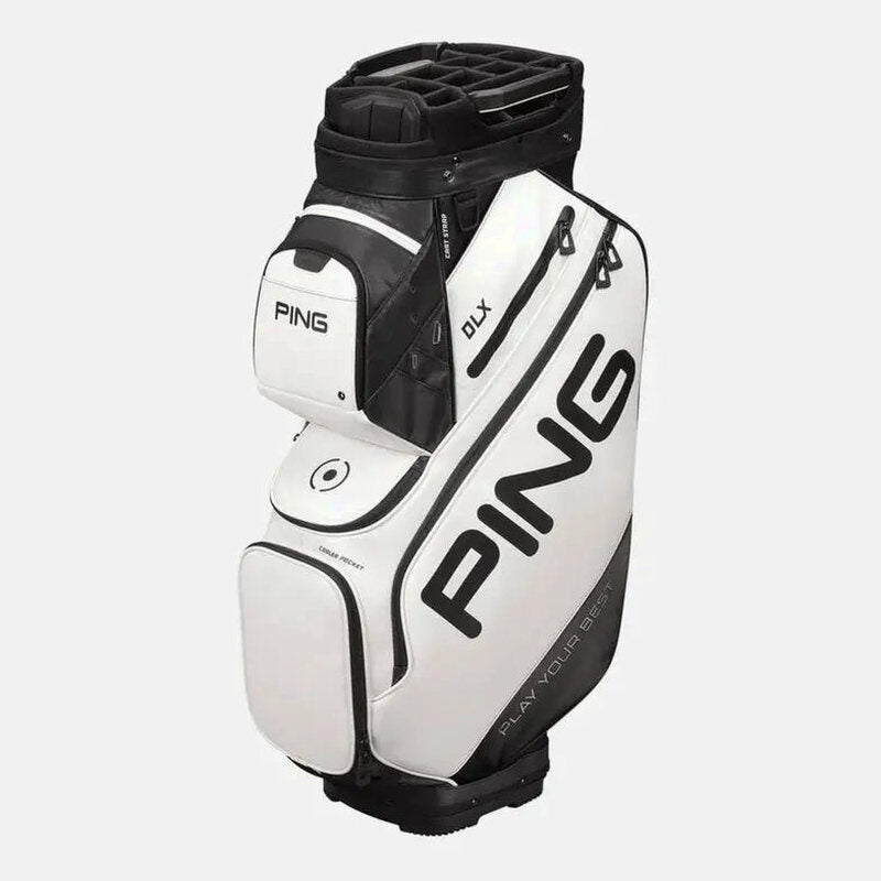 PING DLX Cart Bag, White, 15-Way Top, 15 Pockets - DLX