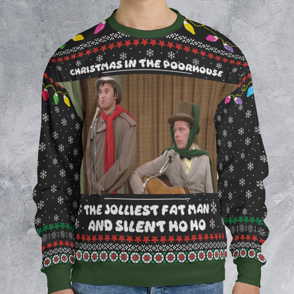 The Jolliest Fat Man and Silent Ho Ho Ugly Christmas Sweatshirt