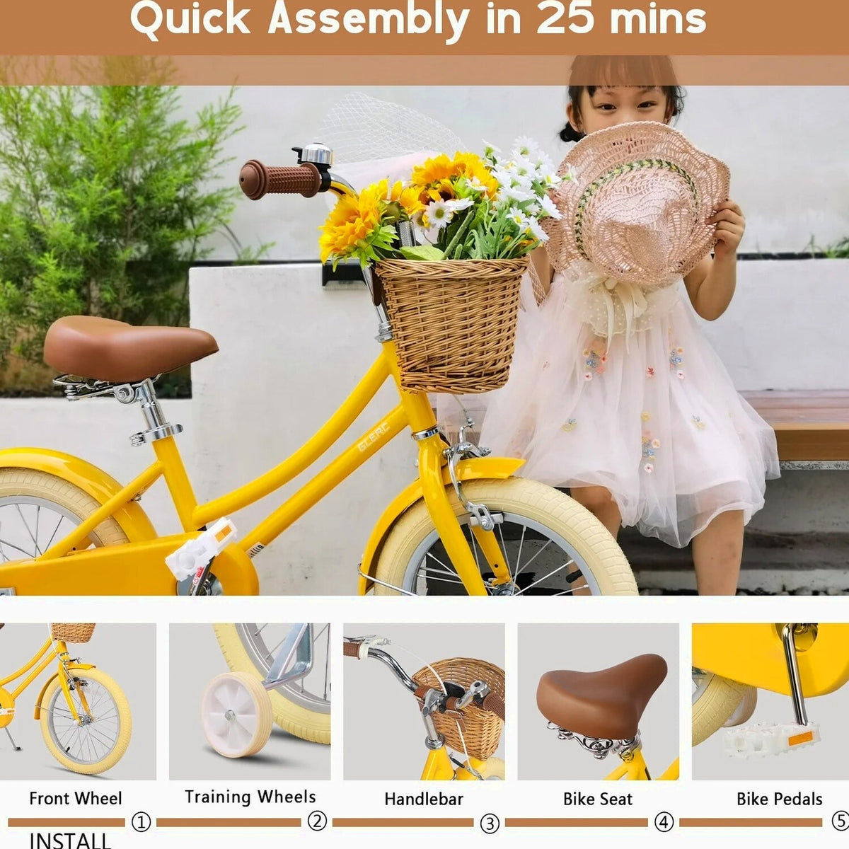Glerc Girls' Kids' Bike, 12 inch, Pink, Ages 2-4 Years - Little Molly