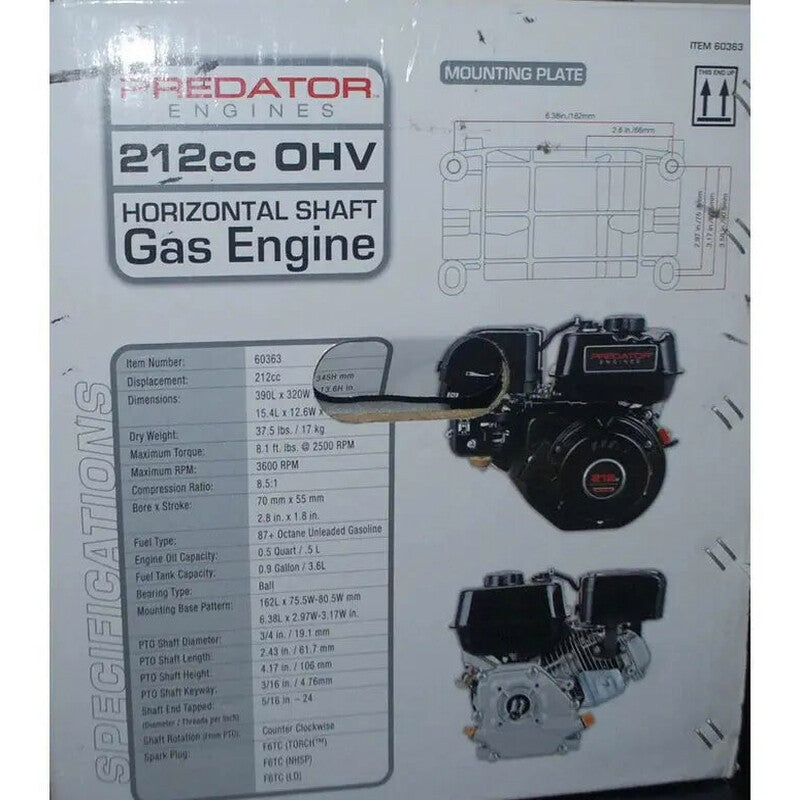 Predator 212cc 6.5 HP OHV Horizontal Shaft Engine - 69730