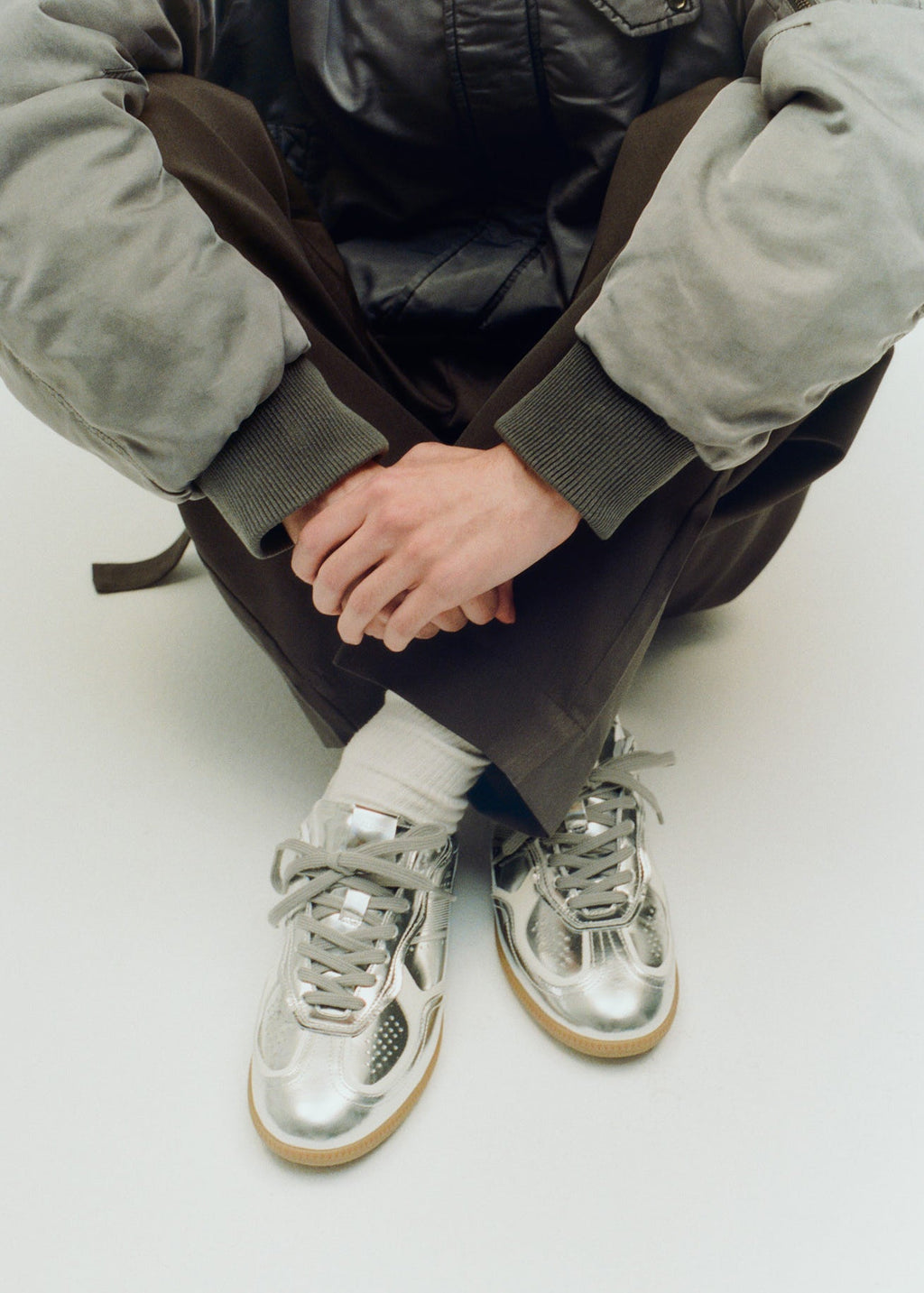 Tb.490 Silver Cream Leather Sneakers – Chiro Moyo Unisex Shoes