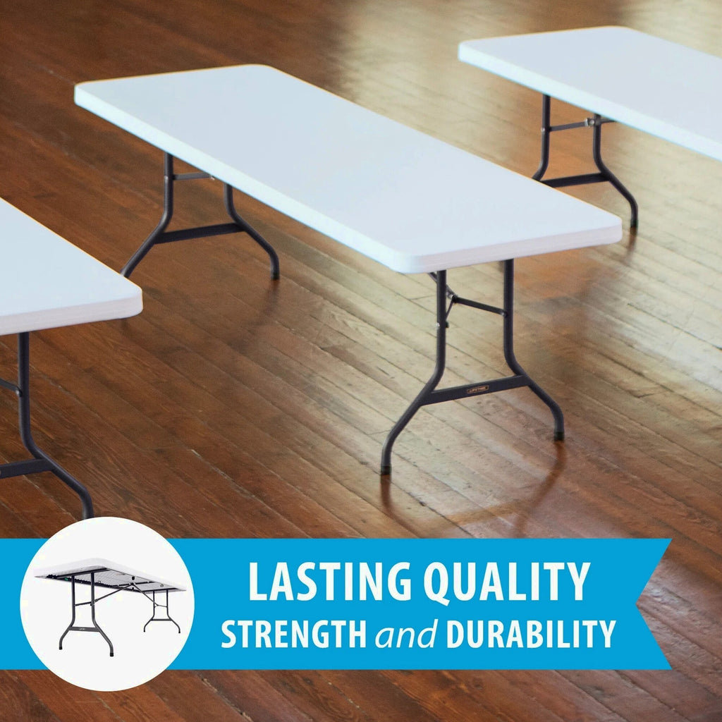 Lifetime 4 8-Foot Rectangle Folding Tables And 32 Chairs Set, White Granite - 80147