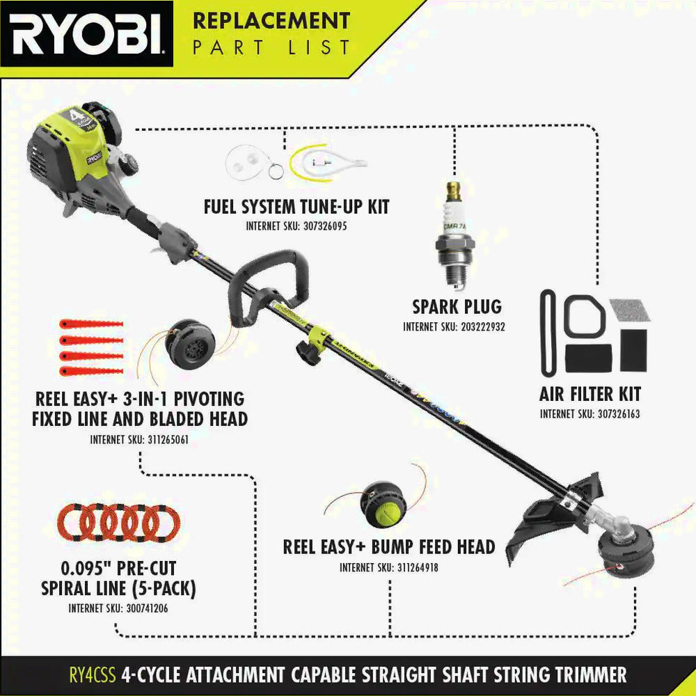 RYOBI 4-Stroke 30 cc Attachment Capable Straight Shaft Gas Trimmer - RY4CSS