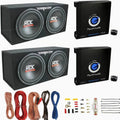 MTX TNE212D 12-Inch Subwoofer Enclosures 2-Pack With Planet Audio AC1500.1 Amplifiers 2-Pack And Soundstorm AKS8 Amp Wire Kit