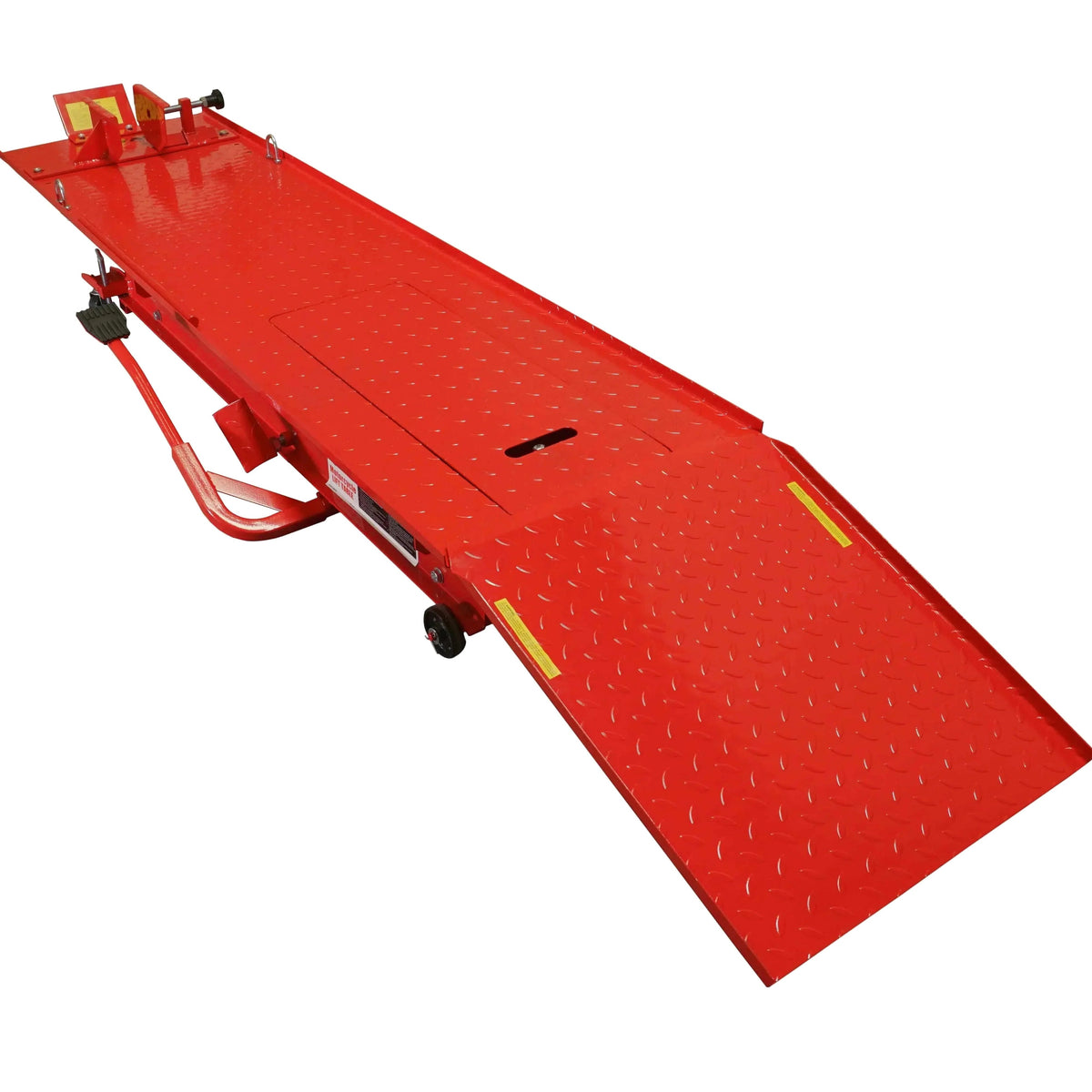 Hydraulic Motorcycle Lift Table 1,000 lb, 86.5 x 26.75 in Platform, 195mm-835mm Height, 26 in Ramp