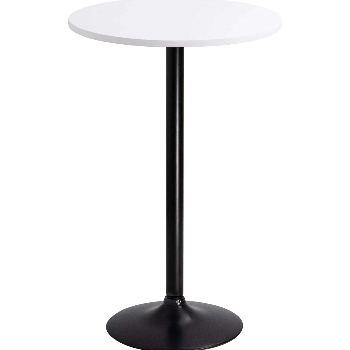 Round Bar-Height Bistro Pub Table With Metal Base And MDF Top, 23.8 x 23.8 x 39.5 Inch