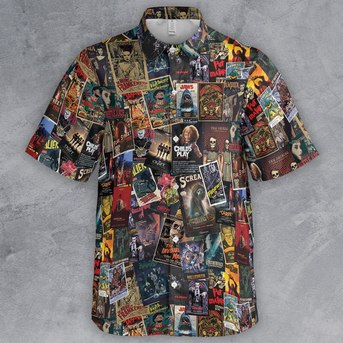 Vintage Horror Pattern Button Down Shirt