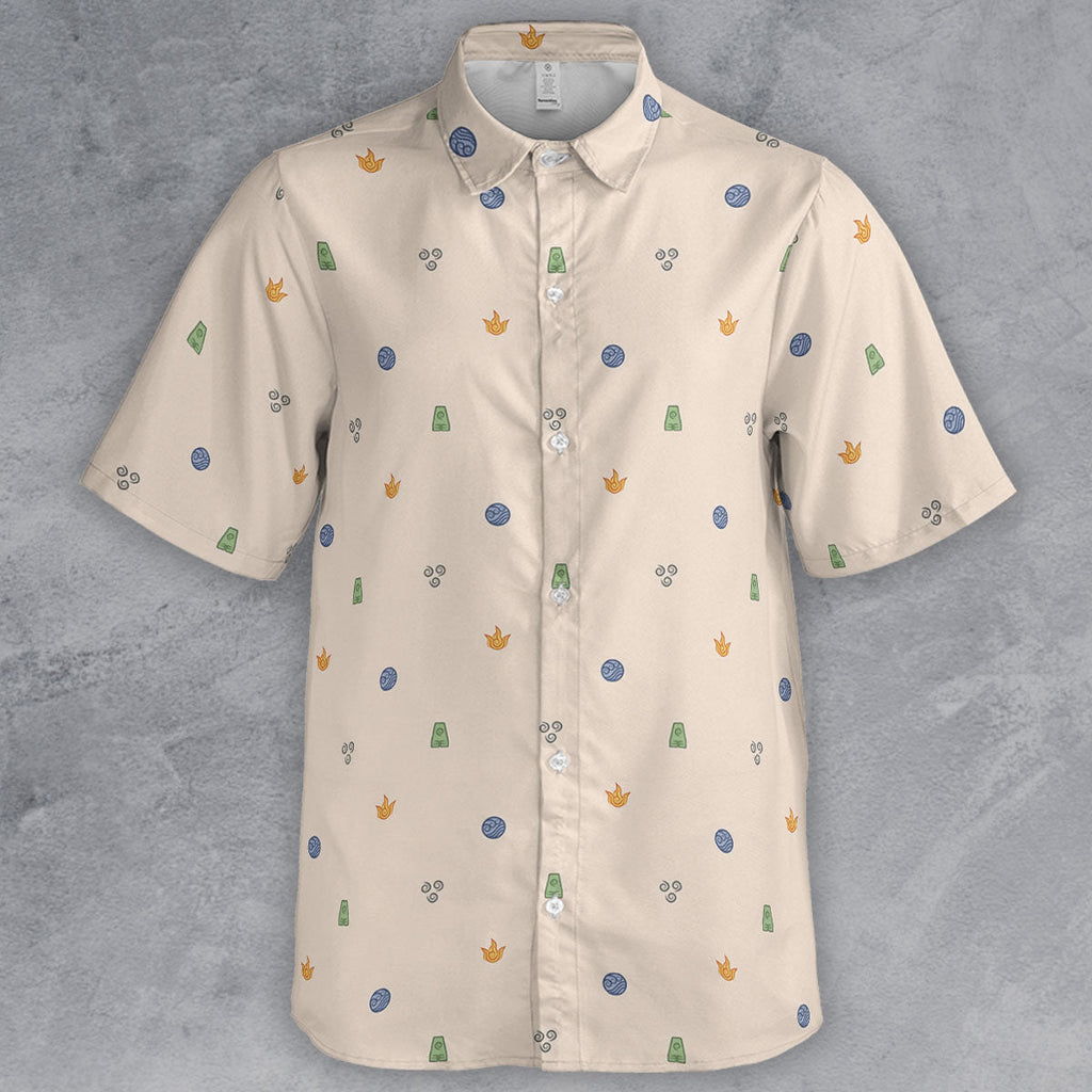 Avatar The Last Airbender Four Elements Pattern Button Down Shirt