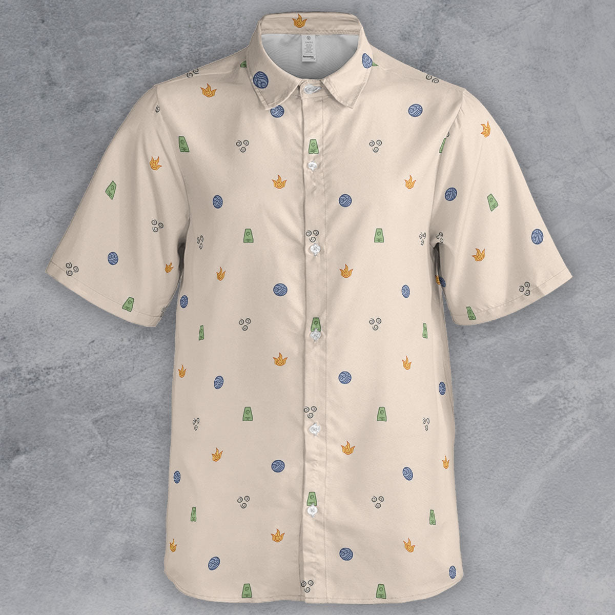 Avatar The Last Airbender Four Elements Pattern Button Down Shirt