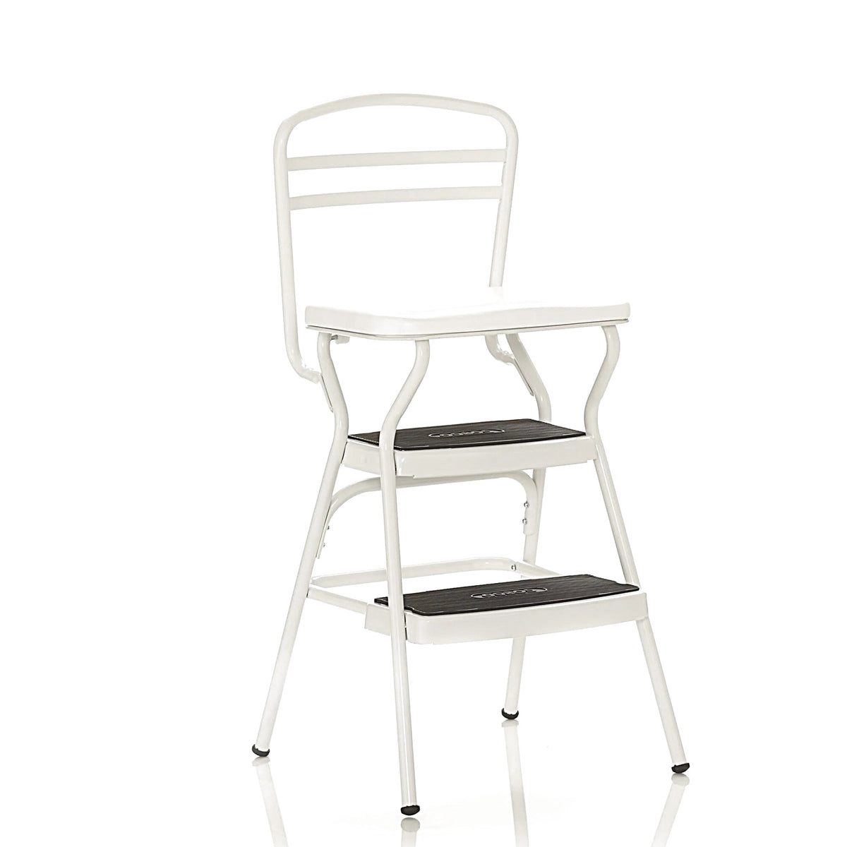 COSCO Stylaire Retro Chair And Step Stool With Flip-Up Seat - White, One Pack