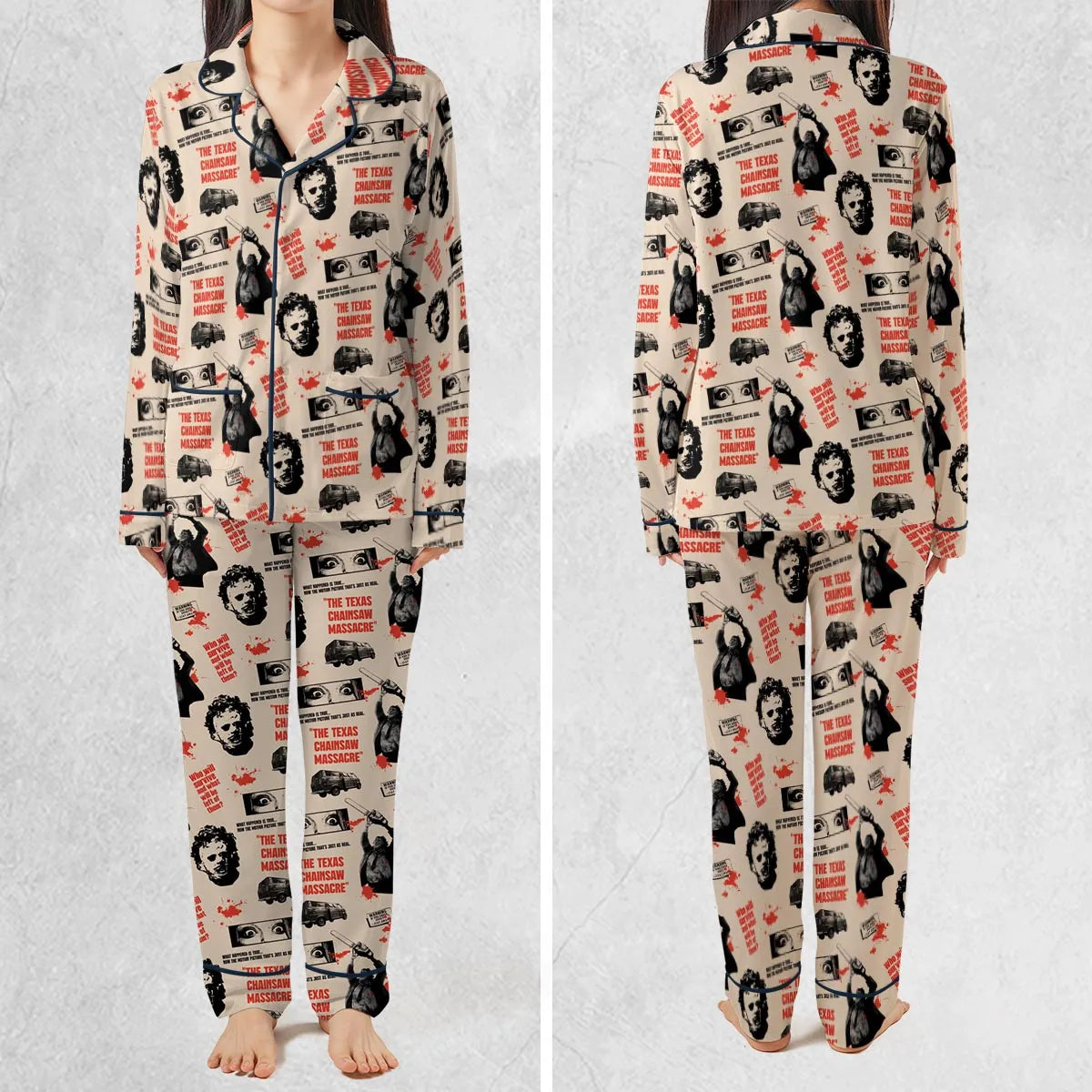 Leatherface The Texas Chainsaw Massacre Horror Pattern Pajamas Set