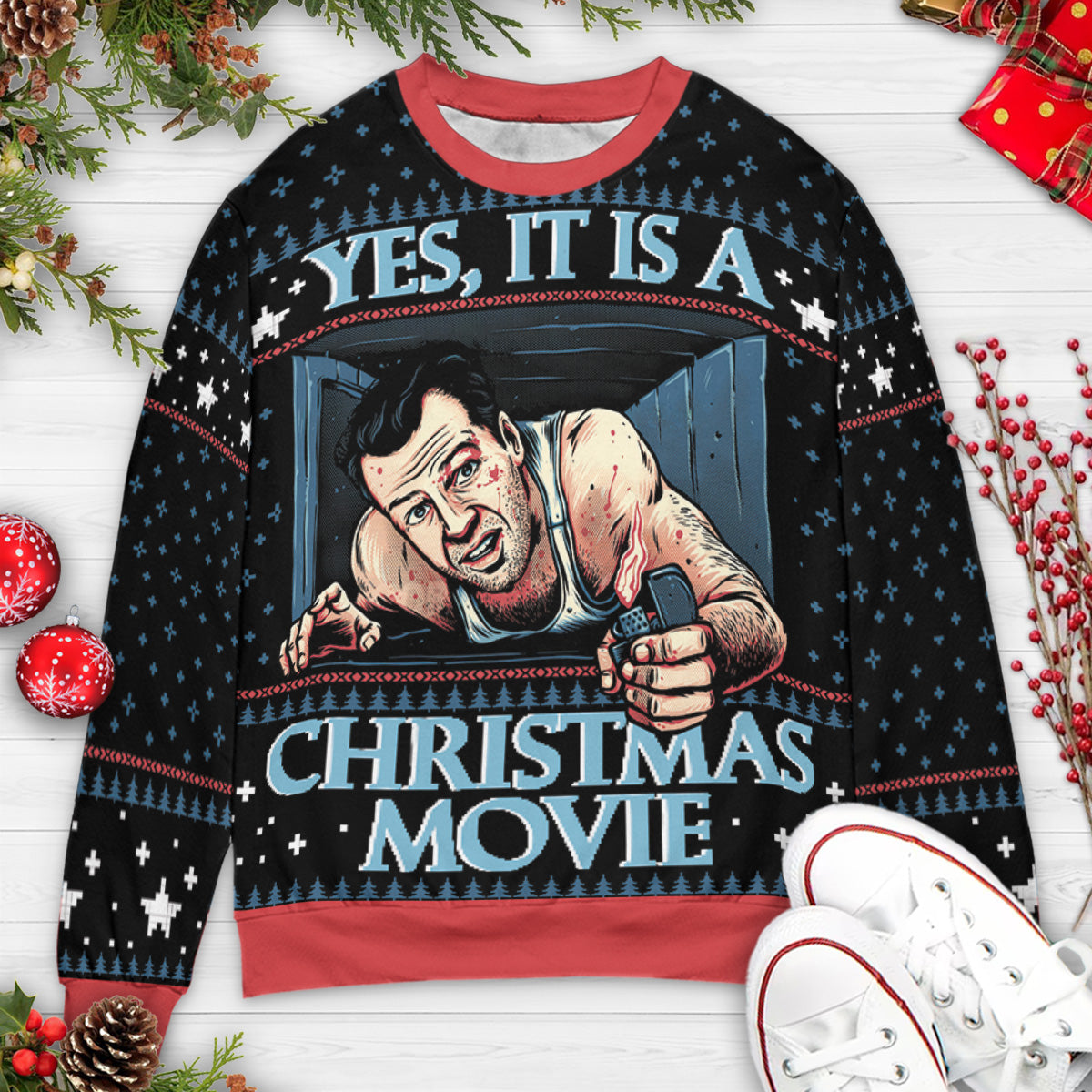 Christmas Movie Die Hard Ugly Christmas Sweatshirt
